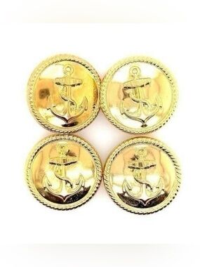 Gold Anchor Nautical Buttons - Set of 4‎